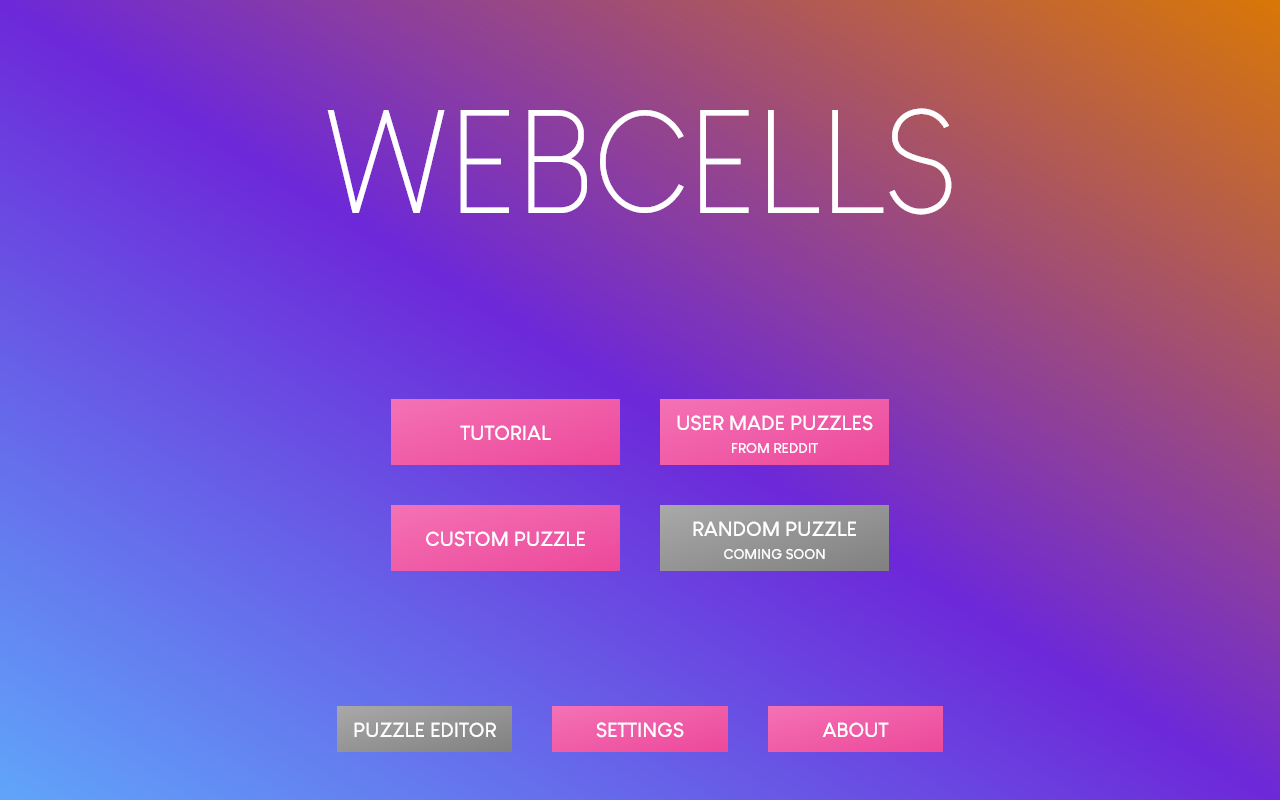 A screenshot of Webcells's home page