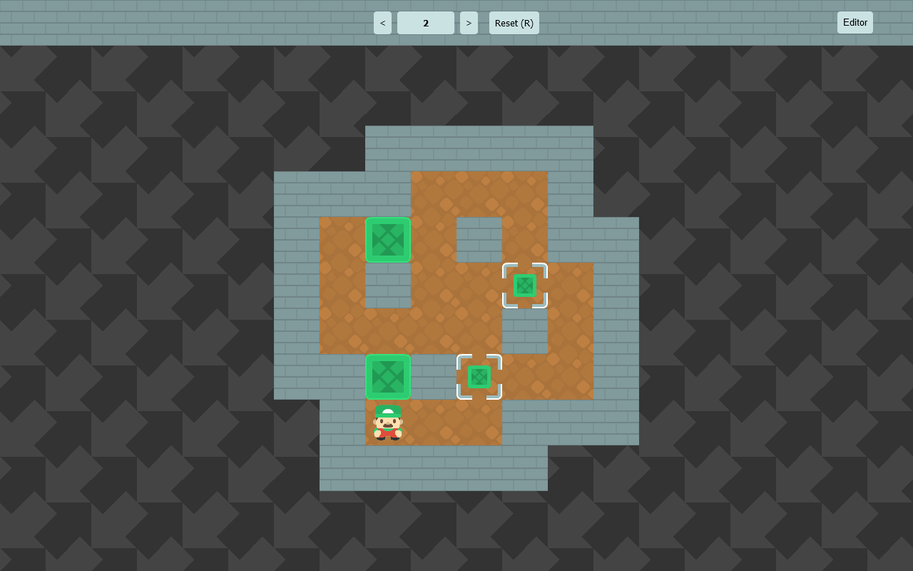 A screenshot of the Sokoban game